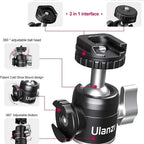 Ulanzi MT14 U60 mini camera tripod with 360-degree ball head and cold shoe, black mounting head shown on a clean white background.
