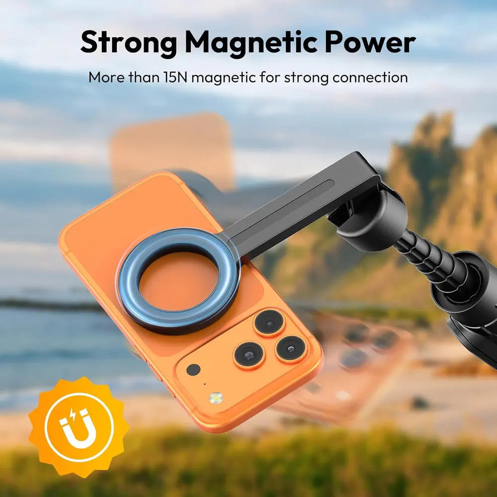 Ulanzi SK27 Magnetic Smartphone Tripod 165cm with Bluetooth Remote — magnetic phone attachment shown holding a smartphone