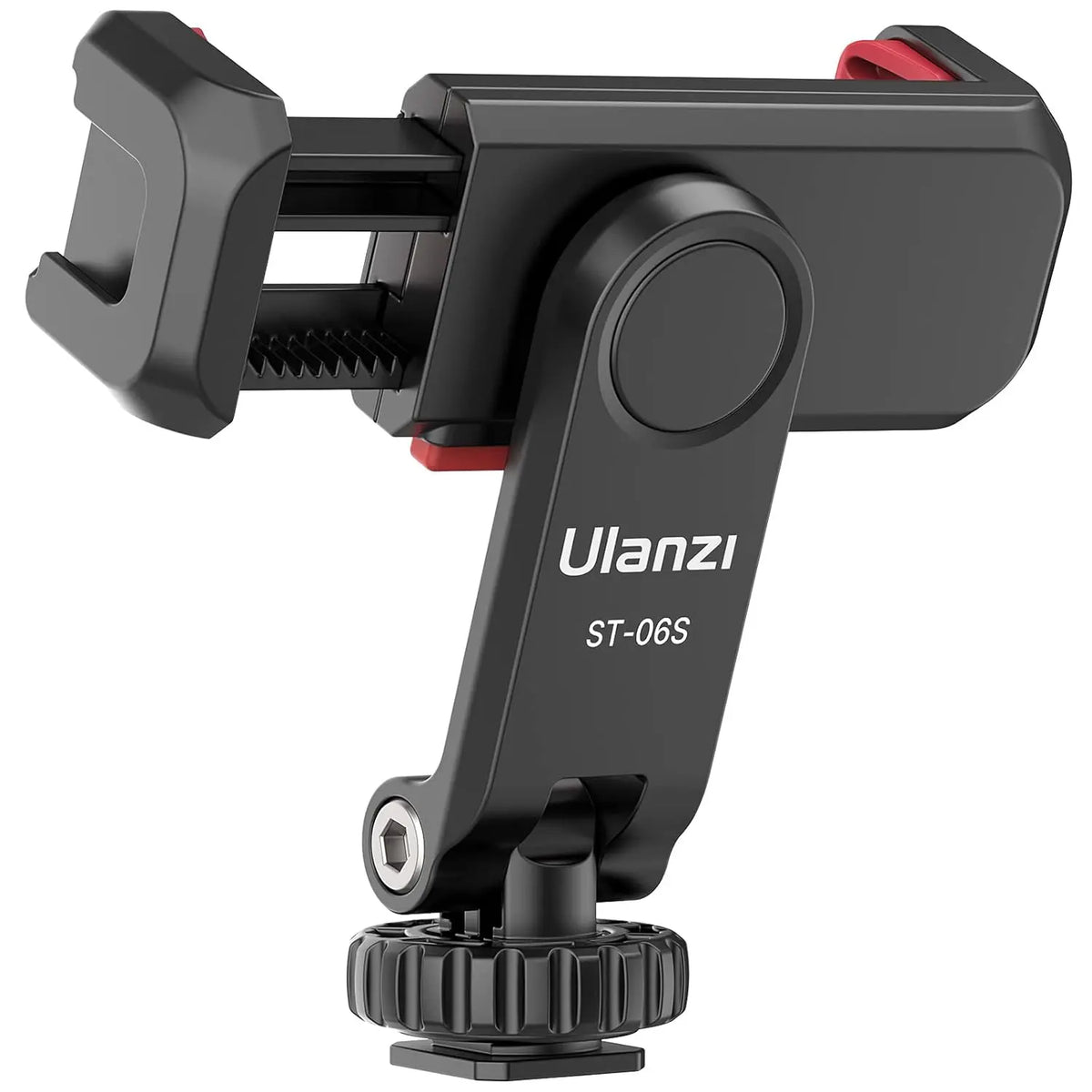 Ulanzi ST-06S 2575 multi-function cold shoe smartphone holder with dual cold shoe mounts, white-background product photo