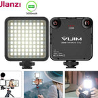 Ulanzi VIJIM VL81 light shown from front and back with video lighting use examples