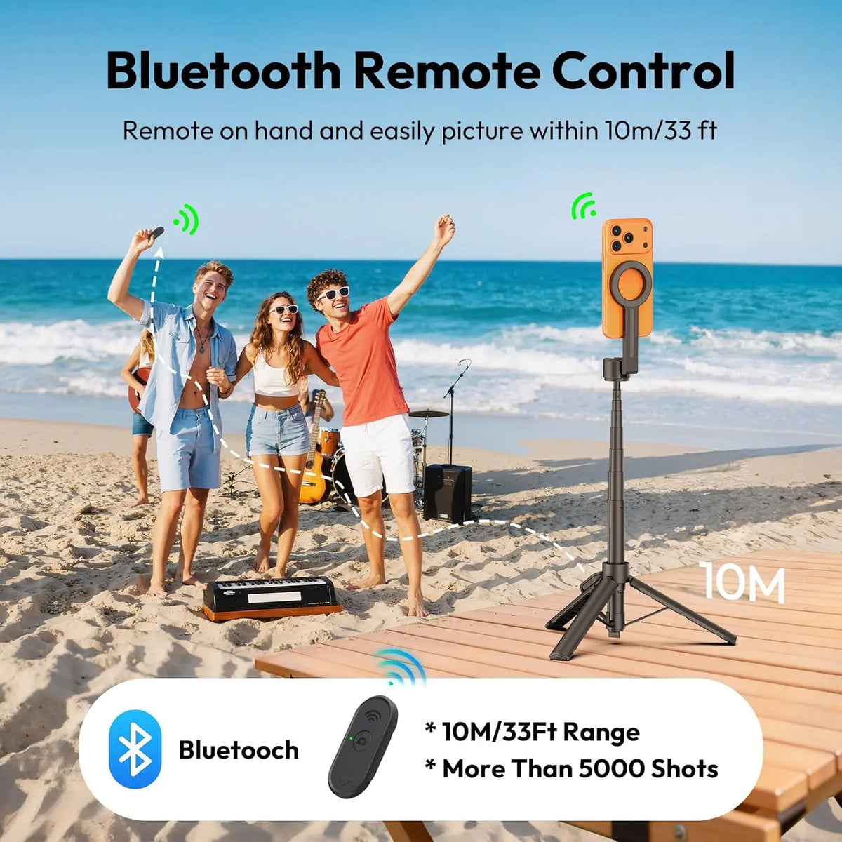 ULANZI SK26 Magnetic Phone Tripod 44.5 Inch 2 in 1 Selfie Stick Tripod with Remote Ulanzi