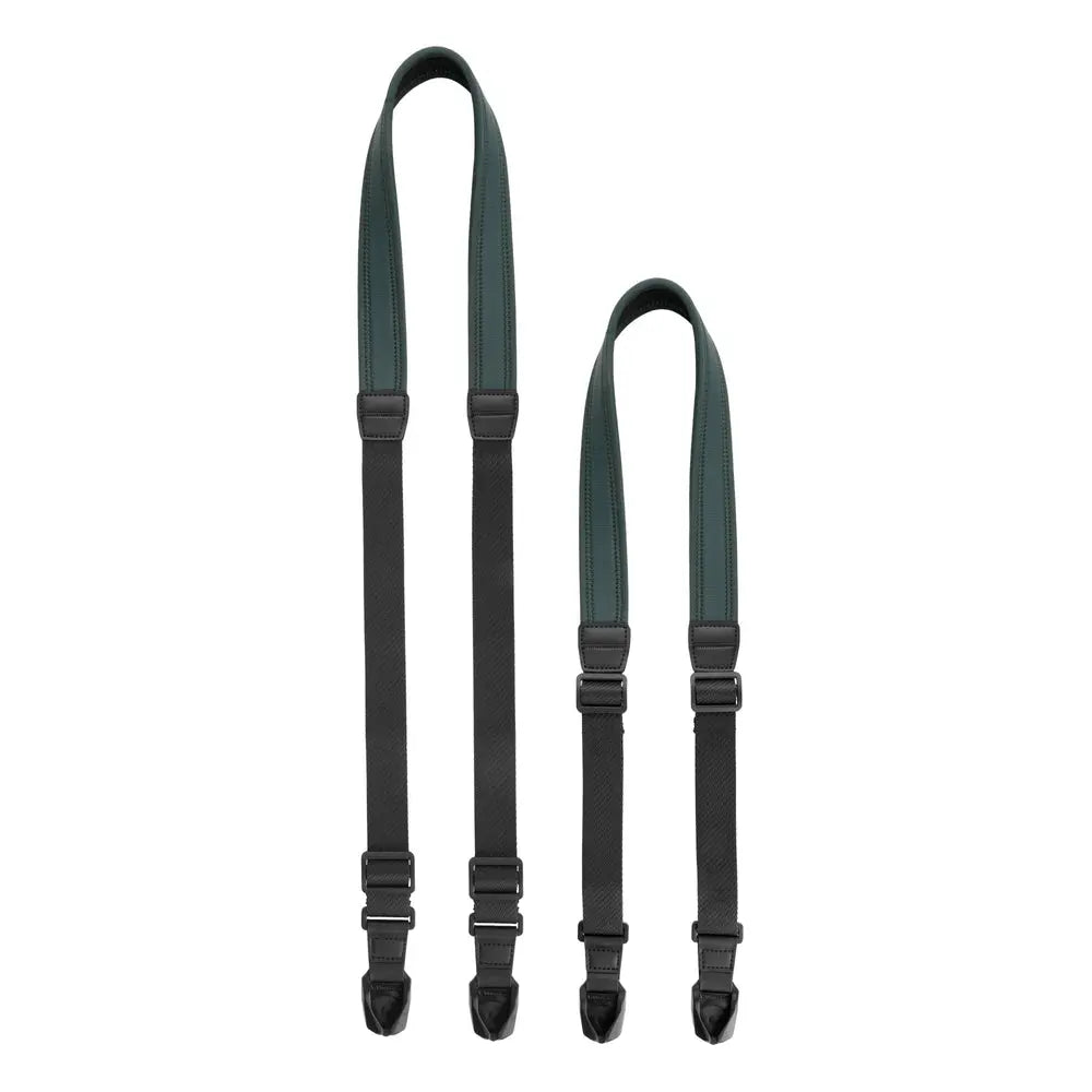 Vanguard Connect NEO NS30 Green camera neck strap, olive green strap and detachable black camera anchors on a clean white background.