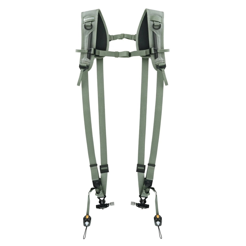 Vanguard PRO 2N1 STRAP GR green dual-camera shoulder harness, official front product photograph