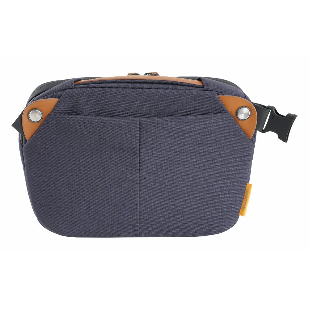 Vanguard VEO City CB29 navy camera crossbody bag, rear view on white background