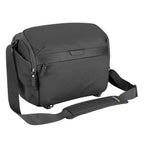 Vanguard VEO Metro S7L black 7L padded camera shoulder bag, front three-quarter view on white background