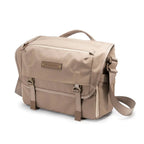 Vanguard VEO Range 38 beige tan messenger camera bag, front three-quarter view on white background