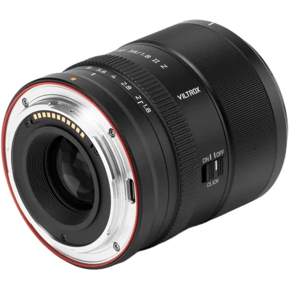 Viltrox AF 35mm f/1.8 II EVO Nikon Z lens, third product view showing rear mount and aperture click switch