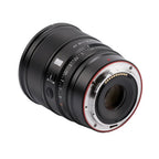 Viltrox AF 27mm f/1.2 Pro Sony E-mount lens rear three-quarter angle showing metal bayonet, AF/MF switch and aperture ring