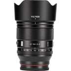 Viltrox AF 56mm f/1.2 Pro Sony E-mount autofocus portrait lens with lens hood, product front view against white