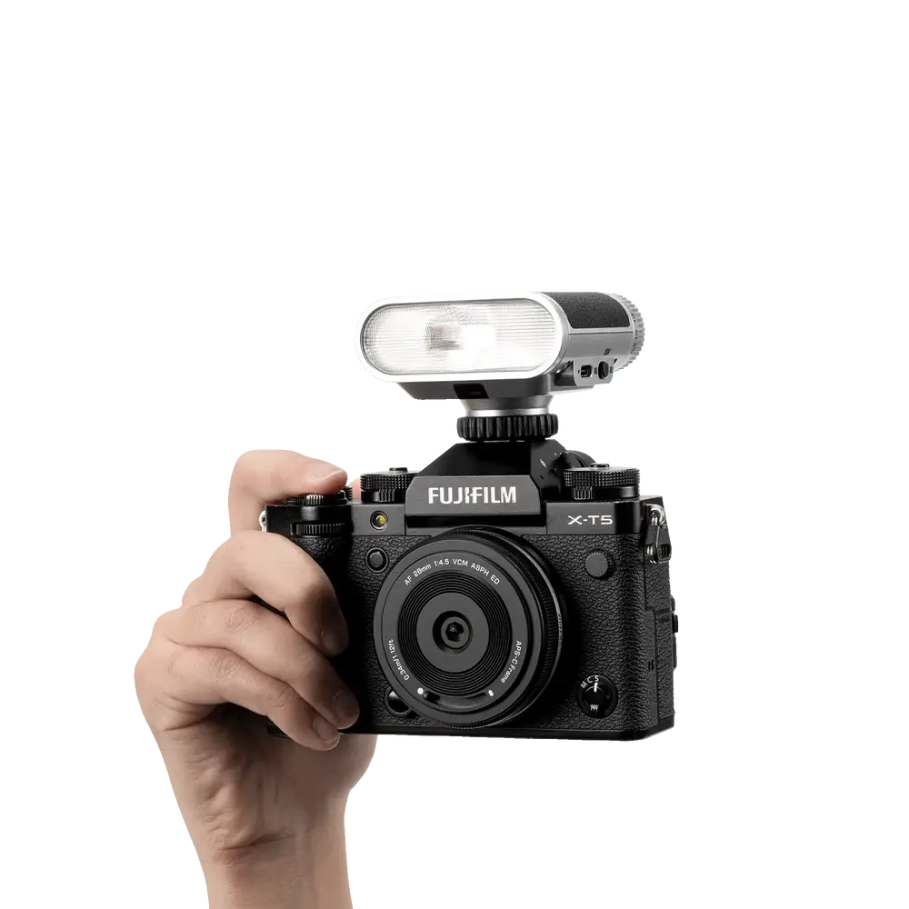 Viltrox Z1 Plus retro mini flash installed on compatible camera