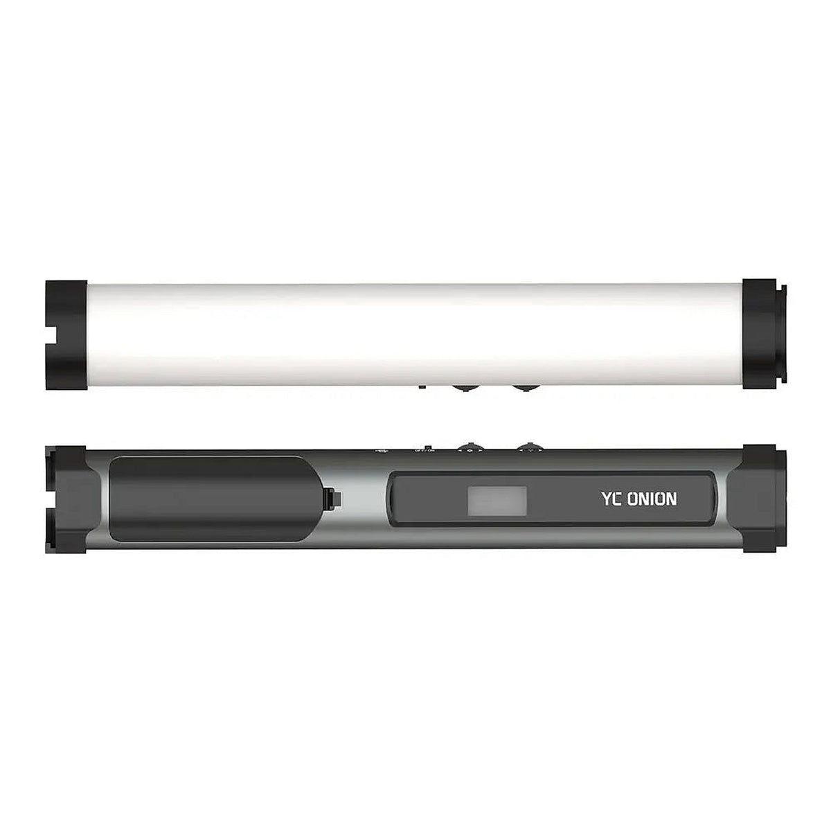 YC Onion RGB Handheld LED Video Light Wand with App Control — front and rear views of handheld LED light wand