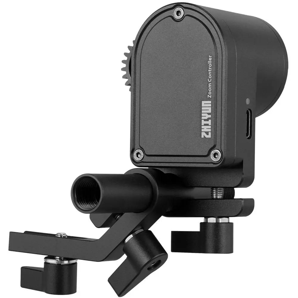 Zhiyun TransMount Max CMF-04 servo zoom and focus controller, black motor and mounting bracket, white background